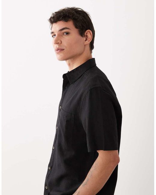 ASOS Black Co-Ord Regular Fit Linen Blend Shirt for men