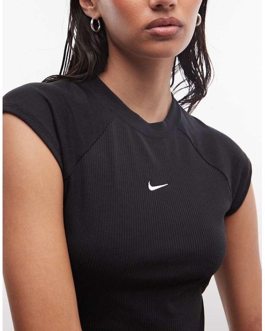 Nike Black Chill Ribbed Knit Top