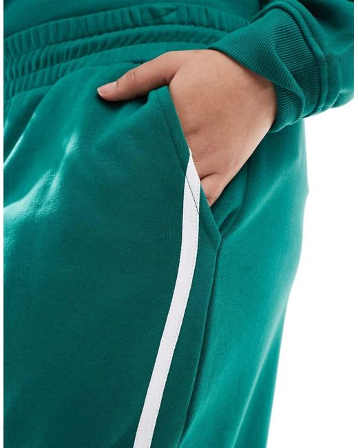 Renee Studio Green Plus Exclusive Wide Leg Side Stripe Contrast Tie Waist joggers Co-ord