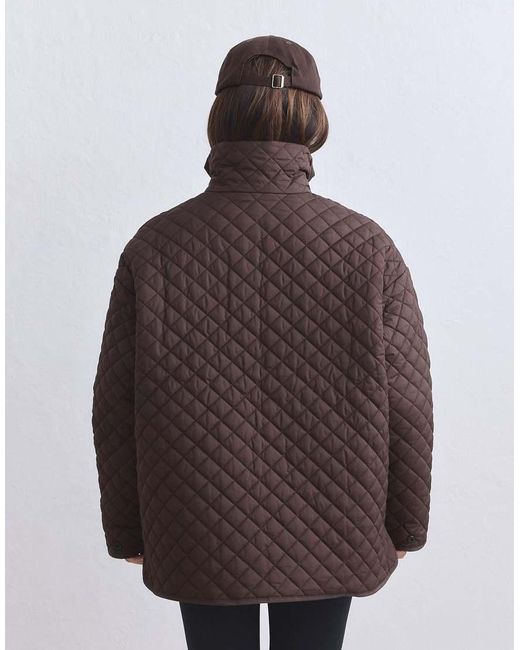 Aim'n Brown Chocolate Oversized Quilted Jacket