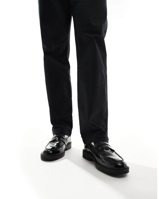 Jack & Jones Black Penny Loafer With Chunky Sole for men