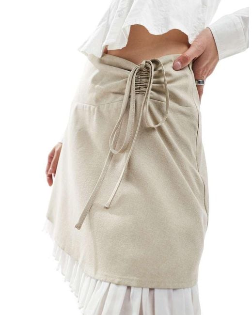 Miss Selfridge White Tailored Ruffle Hem Mini Skirt