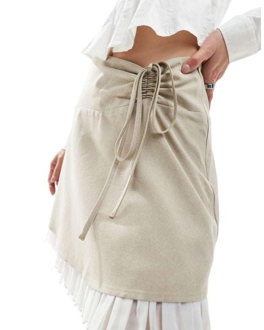 Miss Selfridge White Tailored Ruffle Hem Mini Skirt