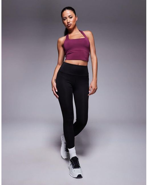 4505 Purple Halter Neck Performance Top With Inner Bra