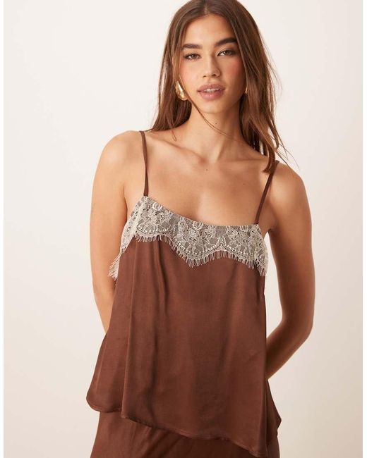 Top De Tirantes Con Detalle De Encaje De (Parte De Un Conjunto) ASOS de color Natural