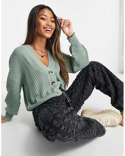 ONLY Green Ribbed Knitted Cardigan