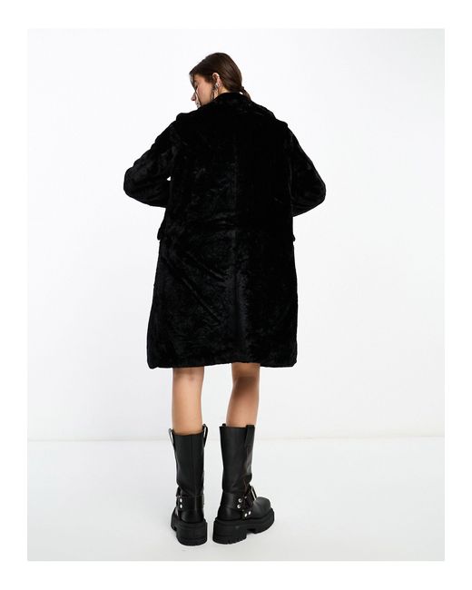 Vero Moda Black Longline Faux Fur Coat