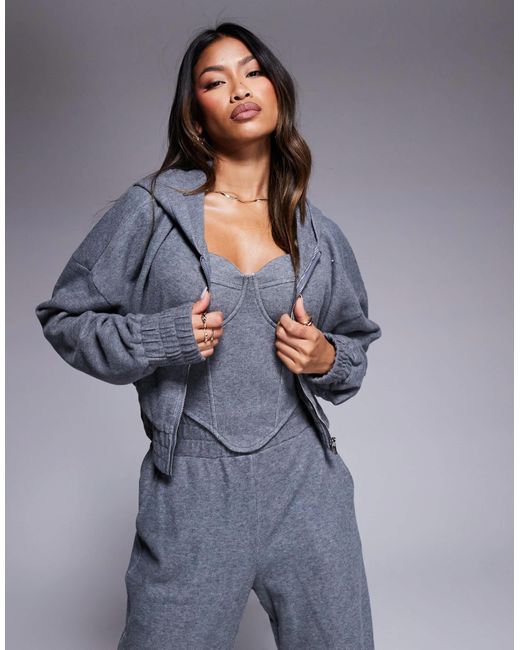 Constance - sweat à capuche d'ensemble court à fermeture éclair - anthracite Wanderdoll en coloris Gray