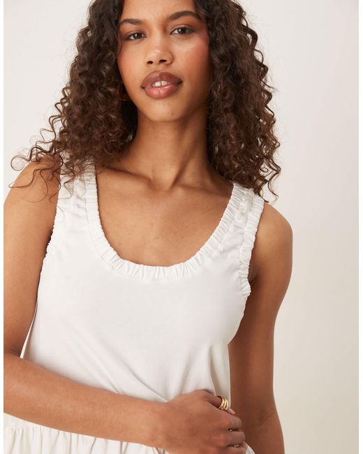ASOS Gray Ruched Scoop Smock Mini Dress