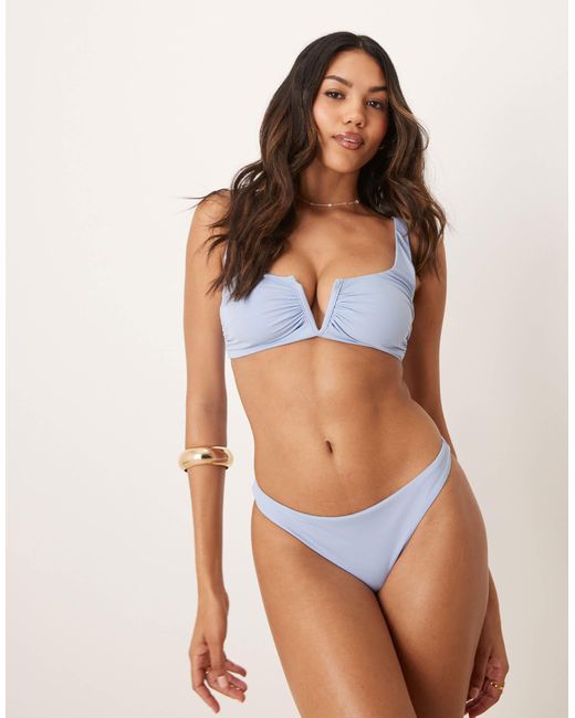 ASOS Blue Maya Mix And Match High Leg Thong Bikini Bottom