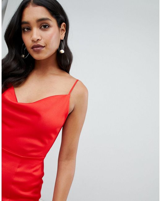 lipsy red cowl neck dress