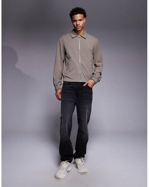 River Island Gray Zip Up Harrington Jacket for men