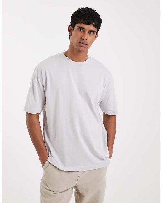 ASOS Natural Relaxed T-shirt With Dropped Shoulder And Street Graphic Puff Print for men