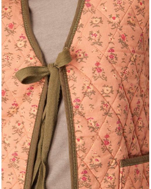 Free People Blue Claudine Quilted Floral Gilet Vest