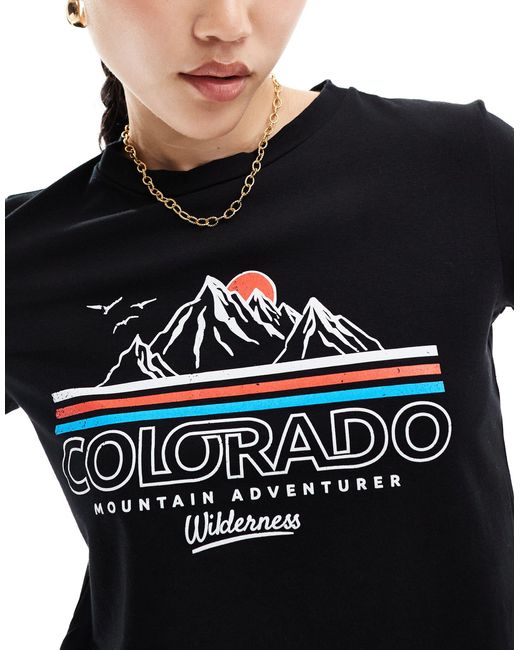 T-shirt effet rétréci à motif colorado ASOS en coloris Black