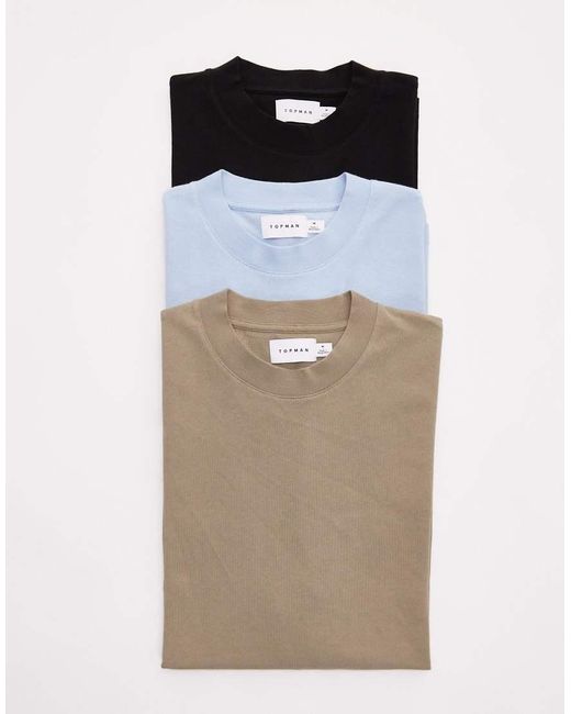 Topman Set Van 3 T-Shirts Met Oversized Pasvorm in het Multicolor voor heren
