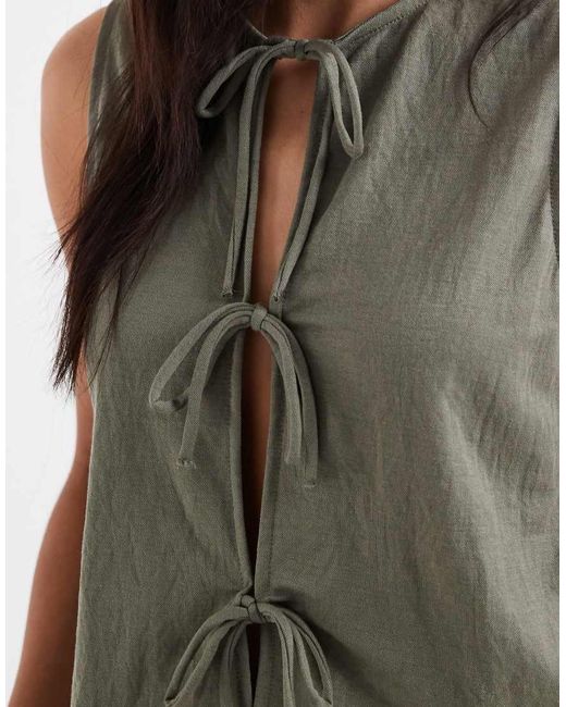 ONLY Gray Tie Front Sleeveless Top Co-Ord