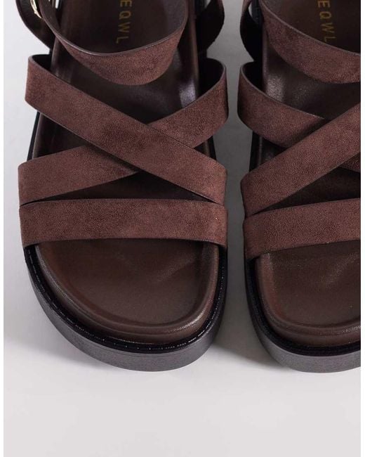 SEQWL Brown Strappy Flatform Sandals