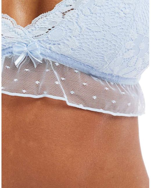 Cotton On Blue Cotton On Holly Lace Triangle Padded Bralette