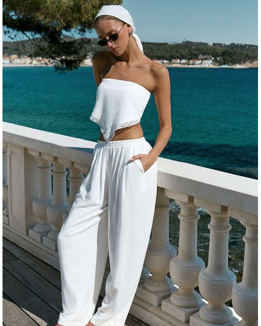 4th & Reckless Green Linen Blend Elasticated Waist Balloon Leg Trousers Co-ord