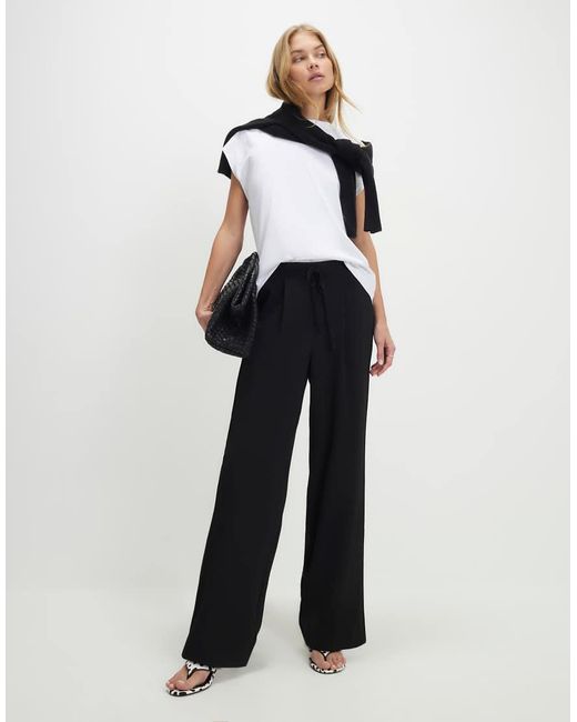 River Island White Tailored Elasticated Wide Leg Trousers