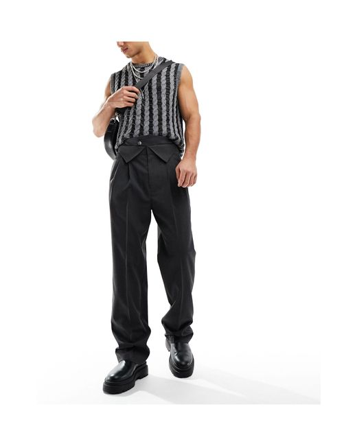 Pantaloni eleganti a fondo ampio con spacco di ASOS in Black da Uomo