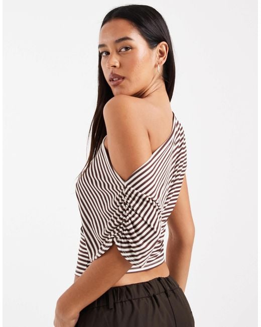 Miss Selfridge Brown – schulterfreies oberteil