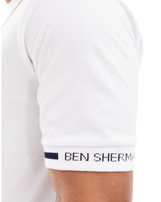 Ben Sherman – pikee-t-shirt in White für Herren