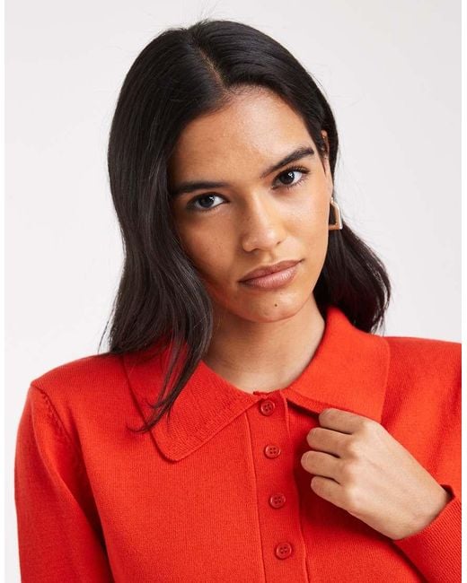 ASOS Red Nipped Waist Polo