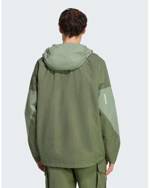 Adidas Originals Green Terrex Xploric 2 Layer Climaproof Jacket for men