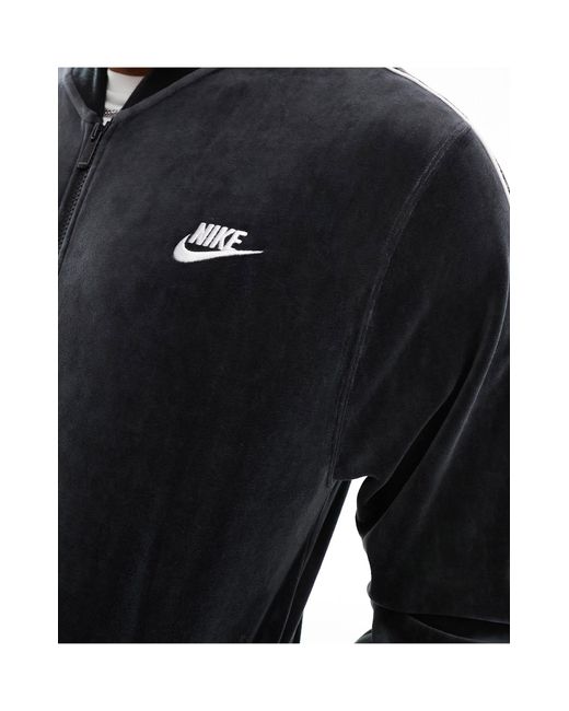 Nike Club – jacke aus velours in Black für Herren