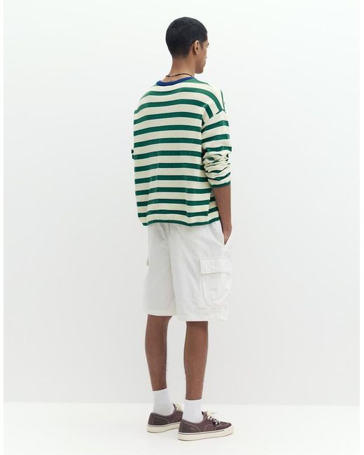 Pull&Bear Bermuda Cargoshort Van Ripstop in het Green voor heren