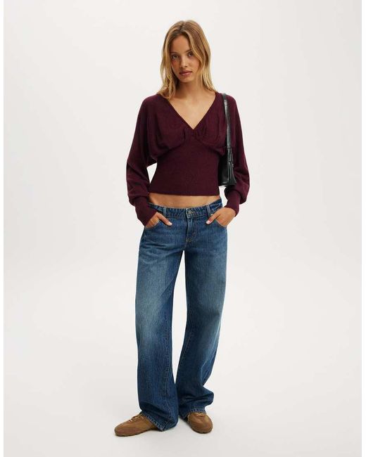 Cotton On Purple Feather V Knit Top