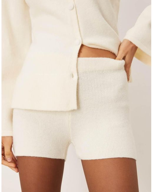 Pretty Lavish Natural Knitted Mini Shorts