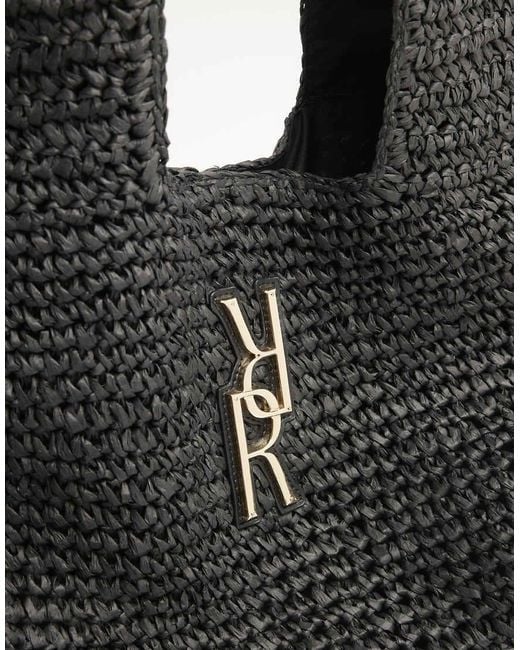 River Island Black Rr Raffia Shopper Bag