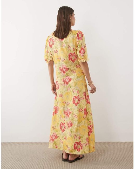 Miss Selfridge Metallic Lace Trim Button Through Maxi Dress