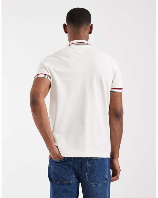 Tommy Hilfiger White Tipped Collar And Cuff Polo Shirt for men