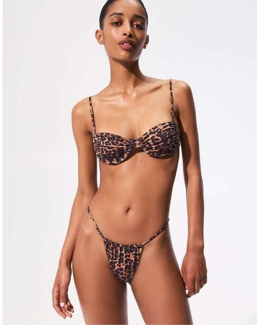 Pull&Bear Black Leopard Print Balconette Bikini Top