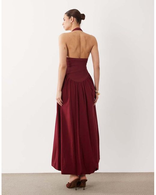 ASOS Red Bubble Hem Midi Dress