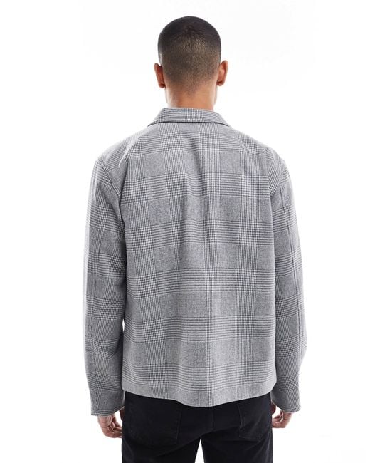 Jack & Jones Gray Boxy Wool Blend Jacket for men