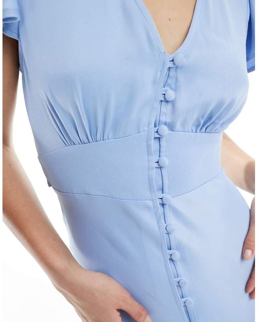 Maids To Measure Blue Bridesmaid Button Front Maxi Dress