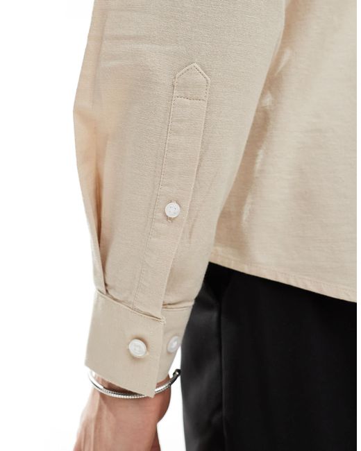 ASOS Natural Oxford Regular Shirt for men