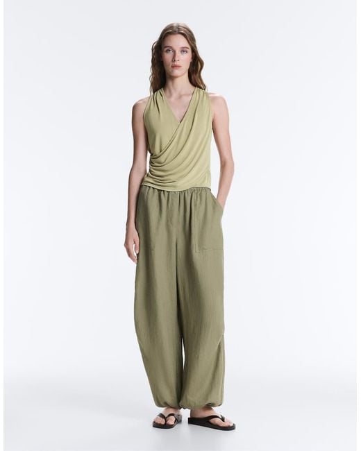 Oysho Green Crossover Modal Blend Top