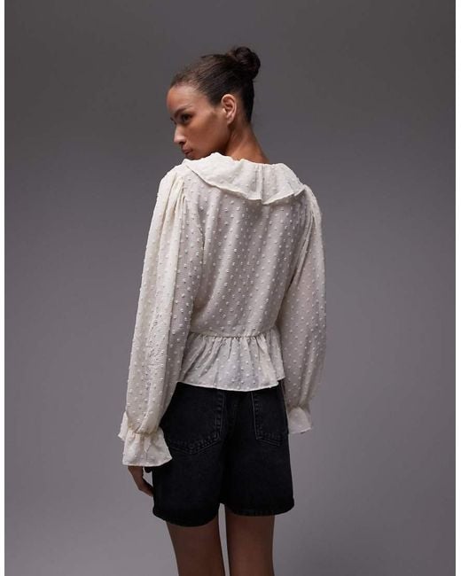 Top Con Volant E Laccio Sul Davanti di Mango in Gray