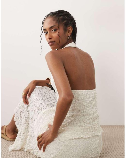 River Island Natural Lace Halterneck Top Co-Ord