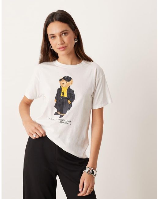 T-Shirt Bianca Con Logo Orso di Polo Ralph Lauren in White