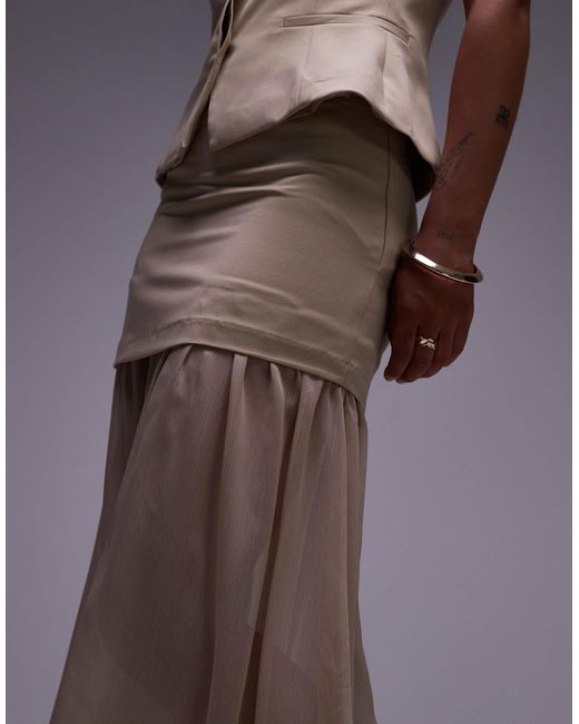 ASOS Natural Tailored Chiffon Layer Maxi Skirt