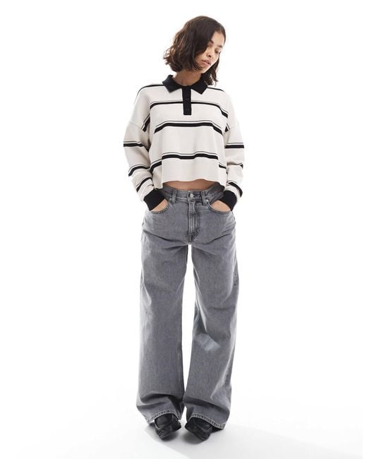 ASOS White Knit Structured Rugby Top