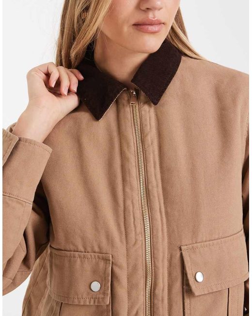 New Look Natural Cropped Barn Jacket
