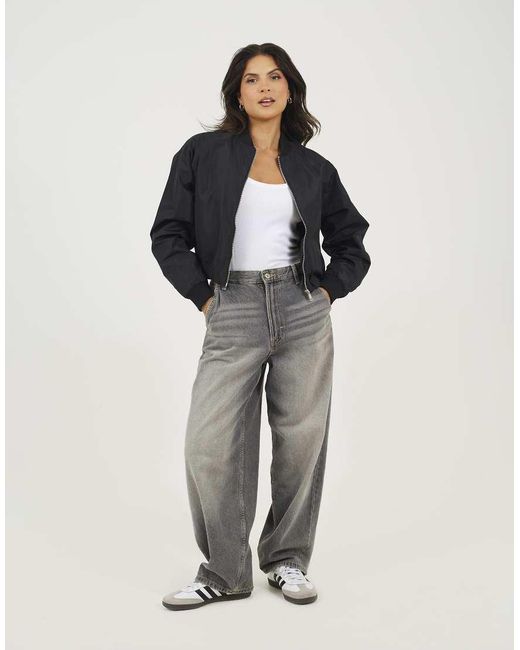 Brave Soul Black Oversized Sleeve Bomber Jacket